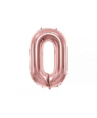 Ballon aluminium chiffre n°0 rose gold pour fête et pas cher
