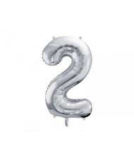 Ballon aluminium chiffre n°2 argent pour anniversaire et pas cher