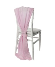 Traine de chaise rose pale en mousseline pour mariage et pas cher