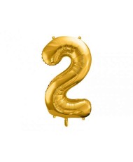 Ballon aluminium chiffre n°2 or pour anniversaire et pas cher