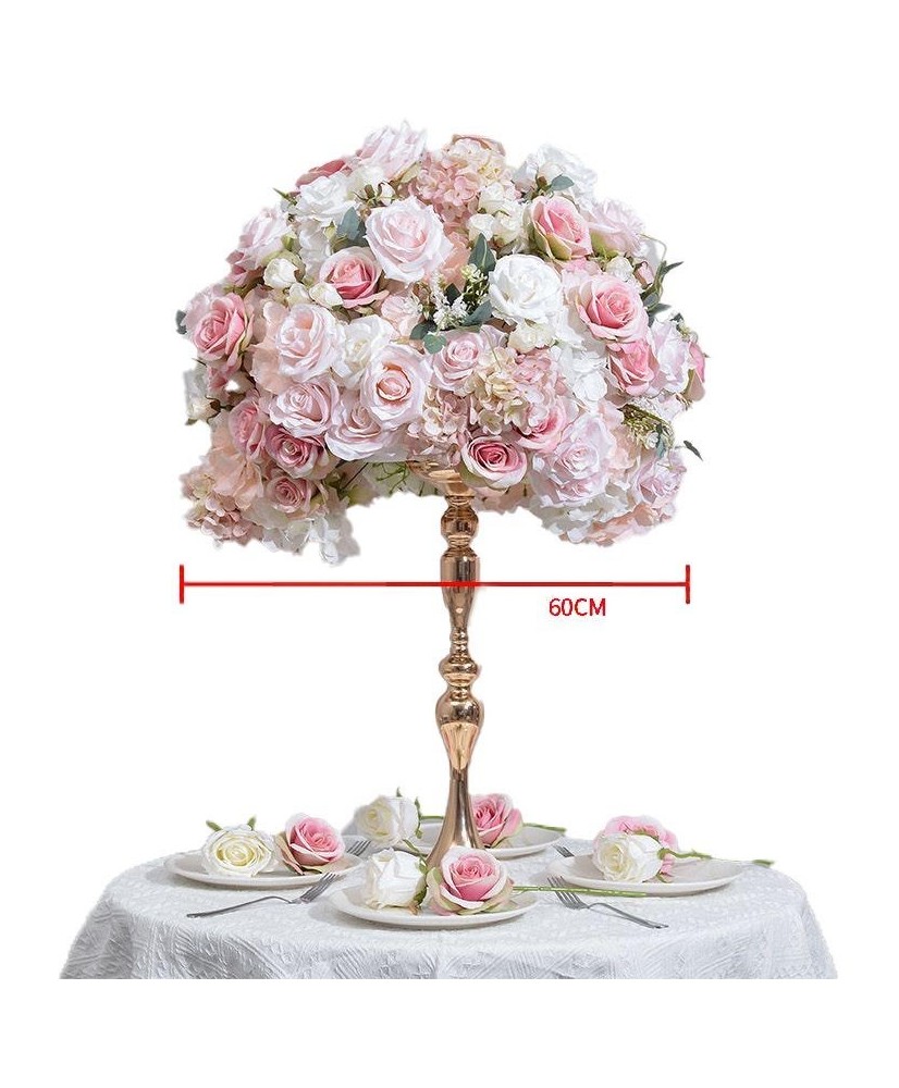 Composition demi boule de fleurs artificielles rose et blanc pour fête et pas cher