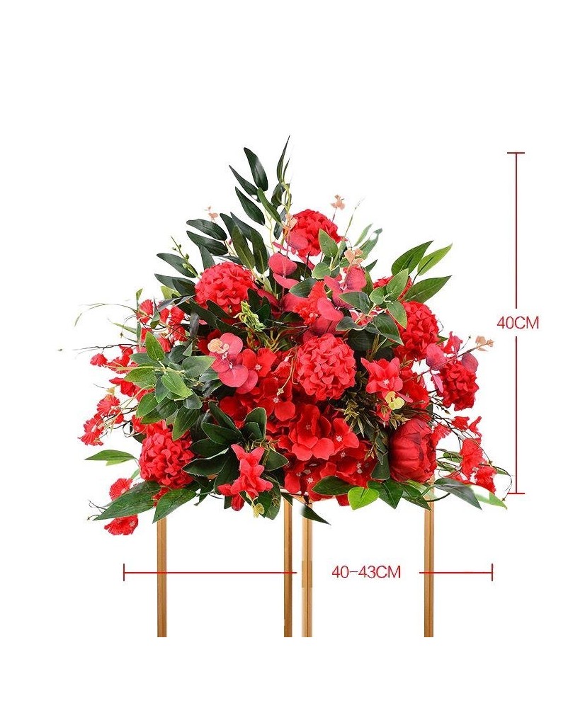 Bouquet demi boule de fleurs artificielles rouge 40cm YONA